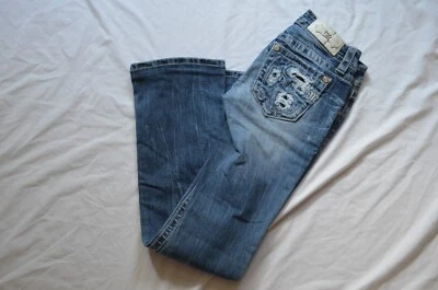 Pantalones de mezclilla Miss Me para mujer talla 25 azul firma corte bota desgastado estrás Foto 1 de 4
