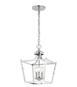 Camden 10" 3-Light Chrome Iron Classic Farmhouse Pendant Light - Picture 1 of 3