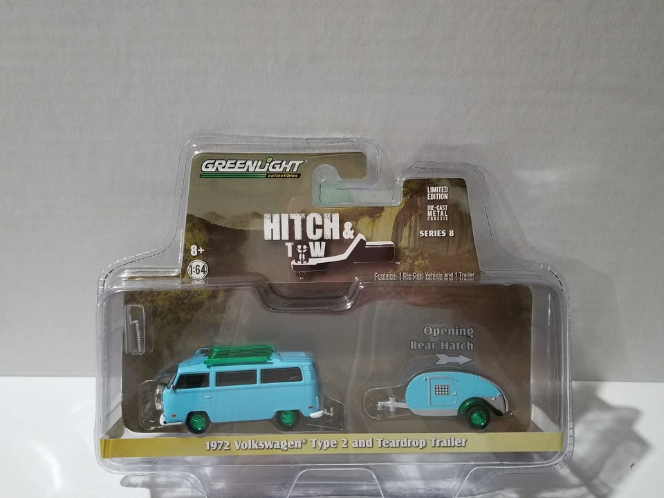 GREENLIGHT GREEN MACHINE HITCH & TOW 1972 大众类型 2 &TEARDROP 拖车 LE — 第 1/4 张图片
