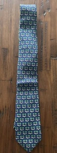 NEUE Vineyard Vines marineblaue Seidenkrawatte Weihnachtsmann in Hängematte mit Palmen Urlaub für Herren - Bild 1 von 6
