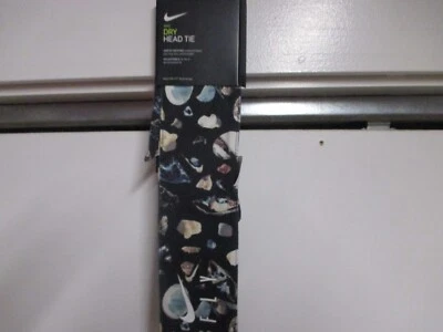 CORBATA NIKE DRI-FIT UNISEX (TALLA ÚNICA) NUEVA CON ETIQUETAS NEGRA PATRÓN DE MÚLTIPLES LOGOTIPOS LOGOTIPO "MOSCA" LOGO Foto 1 de 4
