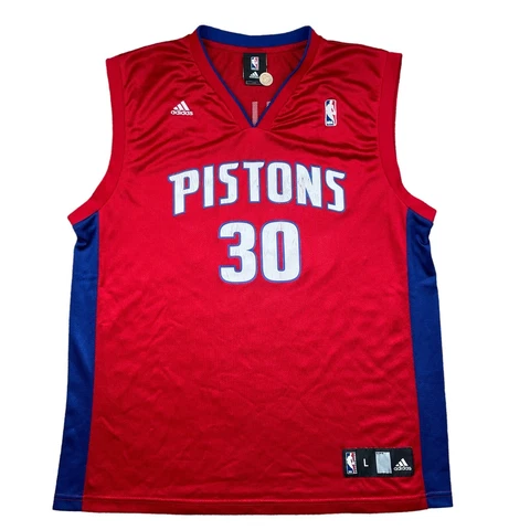 Mens VTG Detroit Pistons Rasheed Wallace Reebok #30 RARE Red Basketball Jersey L Cover