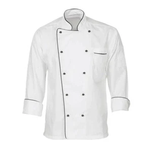 Chef Coat Long Sleeve Jacket Piping Design Restaurant and Hotel Kitchen Uniform - Picture 1 of 10