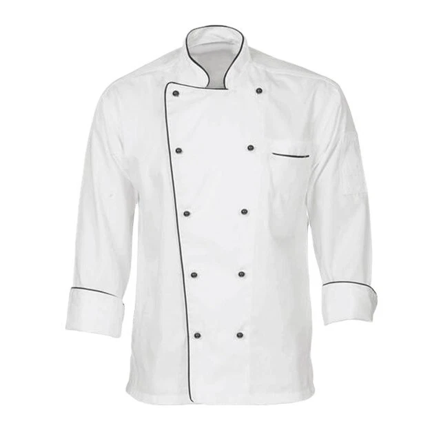 Chef Coat Long Sleeve Jacket Piping Design Restaurant and Hotel Kitchen Uniform - Image 1 of 1