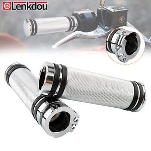 Empuñaduras cromadas para manillar de motocicleta Harley Honda Suzuki Yamaha 7/8"" 22 mm - Imagen 1 de 10