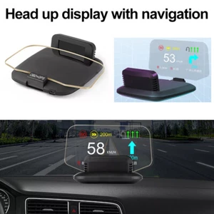 Head Up Display Projector Car Sync Speedometer Universal HUD GPS Navigation OBD - Picture 1 of 24