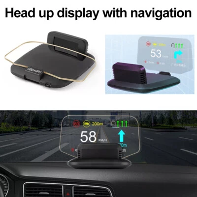 Head Up Display Projector Car Sync Speedometer Universal HUD GPS Navigation OBD - Image 1 of 4