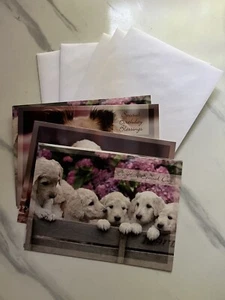 Vtg Greeting Cards BIRTHDAY Puppies Dogs Set of 5 Playful Pals Unmarked Cards - Picture 1 of 8