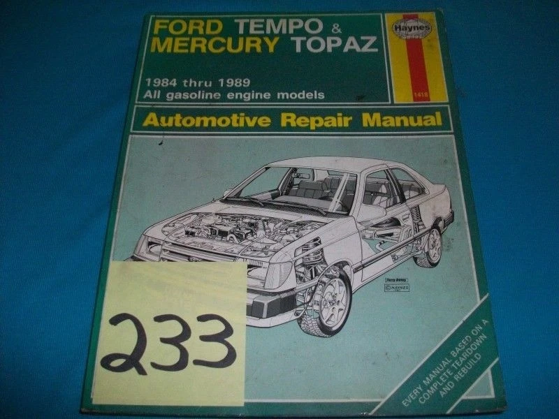 FORD TEMPO & MERCURY TOPAZ 1984 85 86 87 88 89 - Image 1 of 1