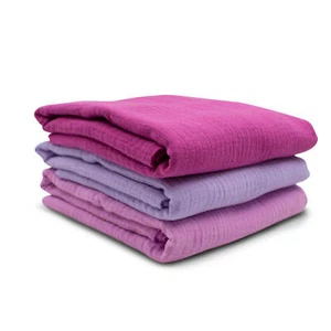 3x Double Gauze Muslin Set Each 0.5m x 1.35m Fabric 100% Cotton Fabric Set21 Purple - Picture 1 of 8