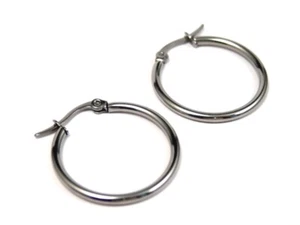 Hoop Earrings 1 inch Hypoallergenic Stainless Surgical Steel - Picture 1 of 2