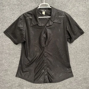 Y.M.L.A. Shirt Men's Sz L Swirl Button Up Short Sleeve - Picture 1 of 16