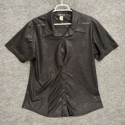 Y.M.L.A. Shirt Men's Sz L Swirl Button Up Short Sleeve - Image 1 of 4