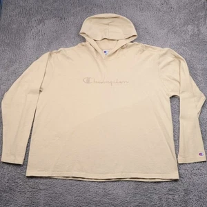 Vintage Champion Hoodie T-Shirt Mens XXL Beige Khaki Lightweight MADE IN USA - Picture 1 of 21