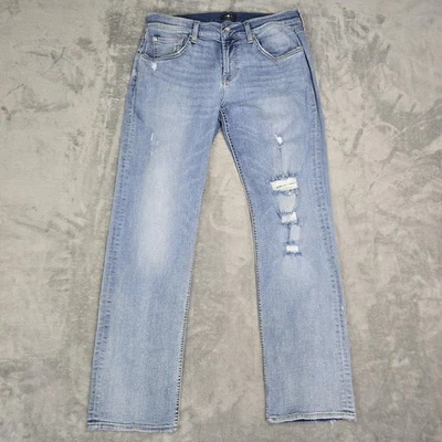 Pantalones de mezclilla desgastados lavado claro 7 For All Mankind Austyn para hombre talla 34 Foto 1 de 4