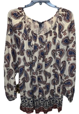 Blusa Chaps Estampado Paisley Mangas 3/4 Multicolor Talla 1X Foto 1 de 4