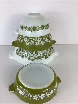 Pyrex 疯狂雏菊套装 4 件灰姑娘混合碗 441 442 443 & 471 春花 — 第 1/4 张图片