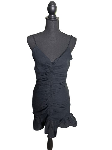 The East Order Mini Abito Donna Nero Celine Orlo Increspato Increspato Taglia S