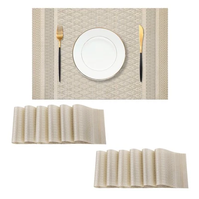 12 PIEZAS Manteles individuales amarillos polvo de estrellas, resistentes al calor, antideslizantes tejidos de vinilo PVC Foto 1 de 4