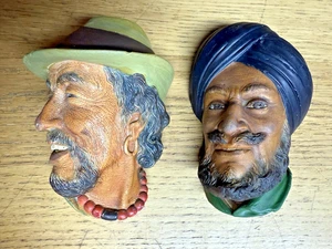 ROMANY GYPSY TRAVELLER  & SIKH x2 BOSSONS HEADS BUST MADE IN ENGLAND VINTAGE - Foto 1 di 24