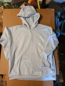 Adidas Women Sweatshirt Gear Up Hoodie Pockets Tech Fleece (SKY,LARGE) NWT - Picture 1 of 5