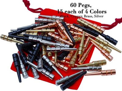 Metal Cribbage Pegs, Friends & Family Set of 60 pegs in 4 Colors, Fit 1/8" hole - Image 1 of 4
