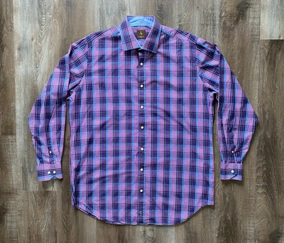 Camisa con botones a cuadros púrpura y azul TAILORBYRD ~ para hombre talla 2XLT ~ L/S ~ XXL alta ~ Foto 1 de 4