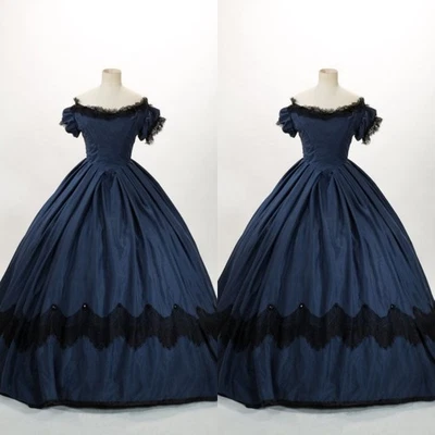 Vestidos de novia Victoria azul marino manga corta línea A vestidos de novia de encaje negro Foto 1 de 4