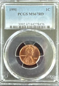 1991 PCGS MS67RD Lincoln Cent - Picture 1 of 2
