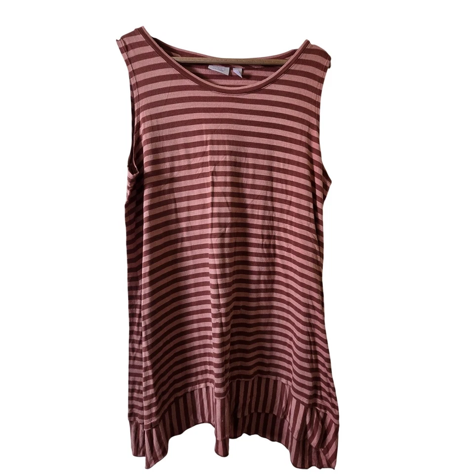 Camiseta sin mangas con capas LOGO a rayas sin mangas informal túnica Top XL Foto 1 de 4