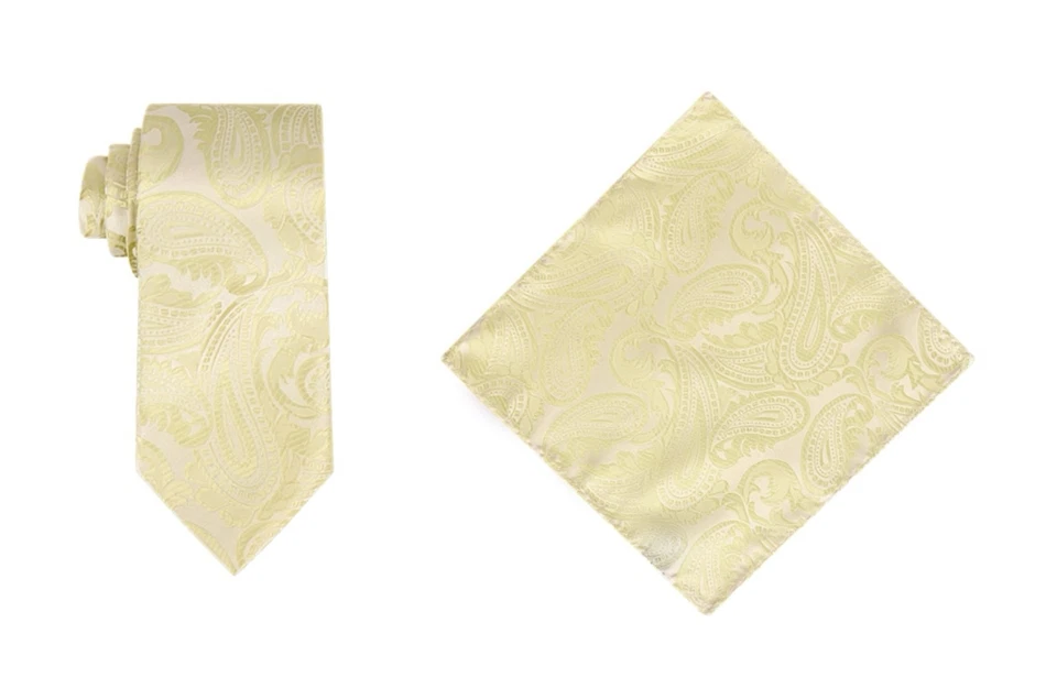 Juego de corbata y pañuelo de diseño cachemir para hombre para traje o esmoquin Foto 1 de 1