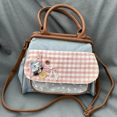 Casa Di Borse Hand/Shoulder Bag, Denim, Fabric, Wide Opening, Embellished - Image 1 of 4