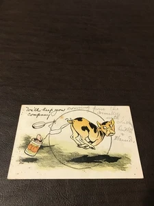 HUMOR - POSTED POSTCARD - WE'LL KEEP YOU COMPANY - DATE STAMPED 1907 - Picture 1 of 2