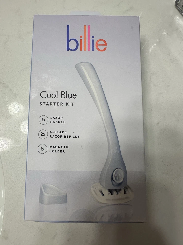 BILLIE Cool Blue Starter Kit 1x Razor Handle, 2x 5-Blade Refills, 1x Holder - Image 1 of 2