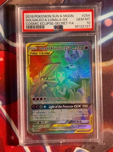 2019 Pokemon Sonne & Mond Kosmische Finsternis #254 Full Art / Solgaleo & Lunala GX PSA 10 - Bild 1 von 2