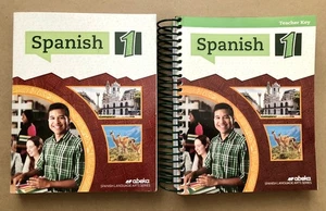 ABEKA Spanish 1, Textbook & Teacher Key 2 LOT, Spanish Language Arts Series, VG! - Imagen 1 de 10