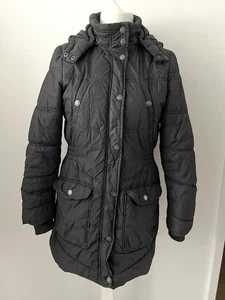 Pineapple By Debbie Moore Size 14 Black Padded Coat Jacket Detachable Hood - Picture 1 of 20