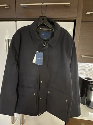 Cole Haan... Chaqueta Camisa de Lluvia de Algodón Encerado Azul Marino para Hombre... Talla L... Nueva con Etiquetas Foto 1 de 4