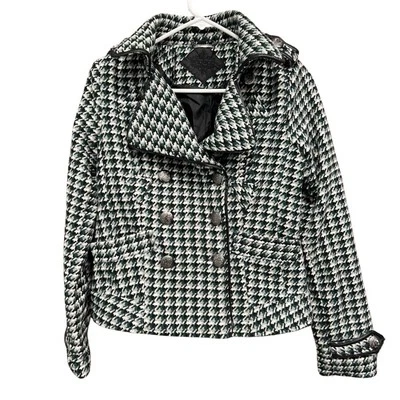 Chaqueta JouJou Orchestra Pata de Gallo Doble Pecho Guisante Abrigo Verde Blanco Talla S Foto 1 de 4