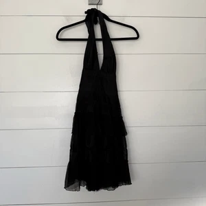 BCBG Women’s 4 Black Triangle Tiered Dress Y2K 2000s Witchy Goth - Picture 1 of 5