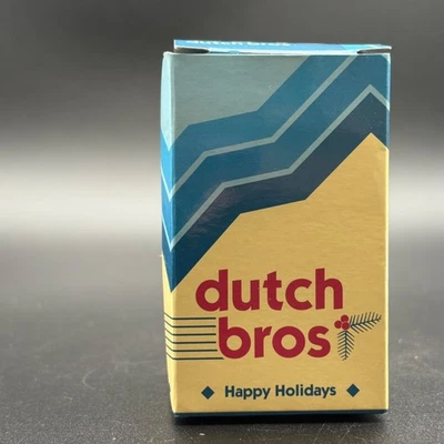 Dutch Bros Coffee Christmas Holiday Ornament 2018 Skier Trees Hot Cup Blue - Image 1 of 4