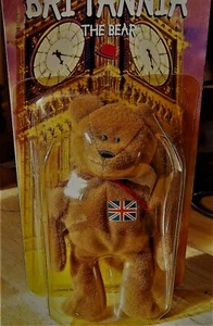 BEAR BRITISH Ty BRITANNIA THE BEAR RETIRED BEANIE BABY 1999 ON ORIGINAL CARD TY - Picture 1 of 6