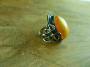 Anillo de ámbar anillo de ámbar vintage caramelo plata 830 talla 57 - Imagen 1 de 5