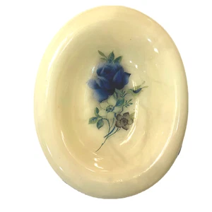 Handgeschnitzte ovale Alabaster Mini Schmuck Schale mit Blumendesign Made in Italy 3" - Bild 1 von 5