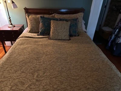 Edredón personalizado vintage 3 almohadas y 2 fundas de almohada con ribete, como nuevo Foto 1 de 4