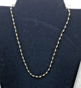 KA 1772 Sterling Silver 925 Italy Twisted Dainty Chain Gold Tone Necklace 16" - Picture 1 of 6