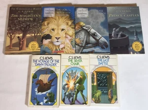 The Chronicles of Narnia Books 1-7 Complete Paperback Set Lion Witch Wardrobe - Picture 1 of 5
