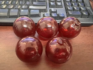 5 PCS RED DECORATIVE REPRODUCTION GLASS FLOAT FISHING BUOY BALL 2" - Picture 1 of 2