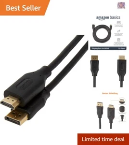 Uni-Directional 15-Foot DisplayPort to HDMI Cable - Perfect for Projectors & TVs - Picture 1 of 12