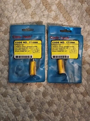 (2) CARB TECH ROUTER CARBIDE TIPPED DOUBLE FLUTES STRAIGHT BIT ( NEW ) CT1008K - Image 1 of 2